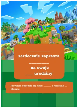 Zaproszenie w stylu minecraft